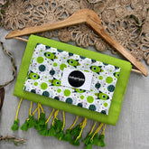 Perrot Green Handloom Khadi Cotton Saree With Kids Print Blouse